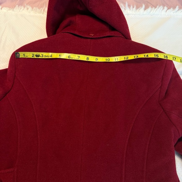 St John’s Bay Dark Red Wool Cashmere Blend Coat w/ Hood Lined Medium READ - Picture 15 of 15